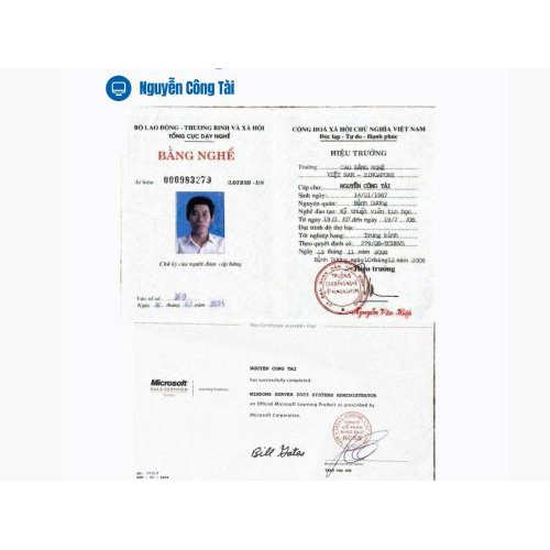 4. Nguyễn Công Tài – Kỹ thuật viên Tin học đạt chứng chỉ Microsoft Quốc tế