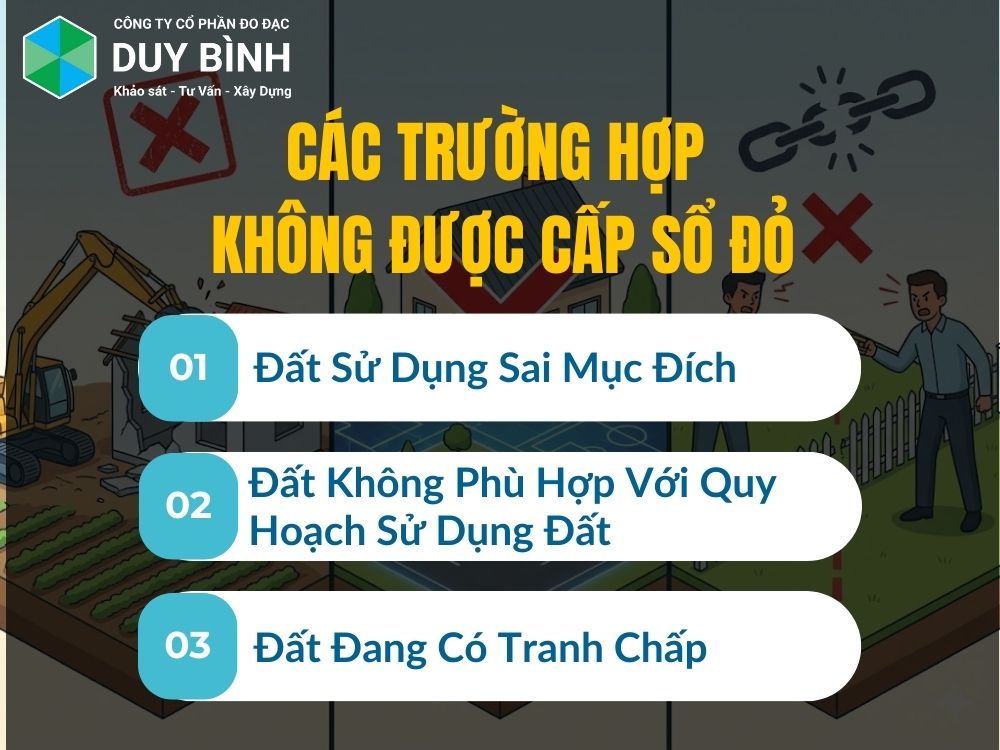Các trường hợp KHÔNG được cấp Sổ đỏ