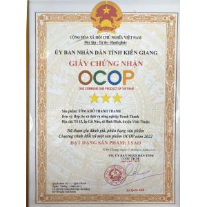Giấy Chứng Nhận OCOP tôm khô Thanh Thanh
