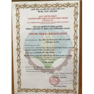 Giấy Kiểm Nghiệm - Báo Cáo Chất Lượng - Các Chứng Nhận - OCOP Công Ty TNHH Tinh Hia Alpha