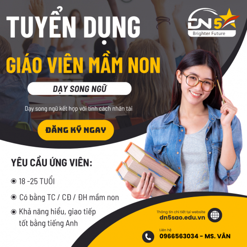 Tuyển dụng giáo viên mầm non dạy song ngữ