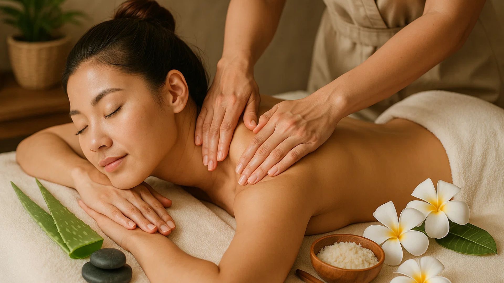 1. Lộ trình massage kích hoạt sự thoải mái từ đỉnh đầu đến vai gáy