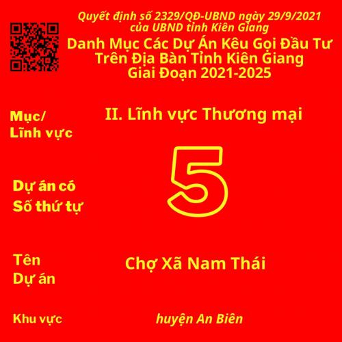 Dự Án Có Số TT 5: Chợ Xã Nam Thái