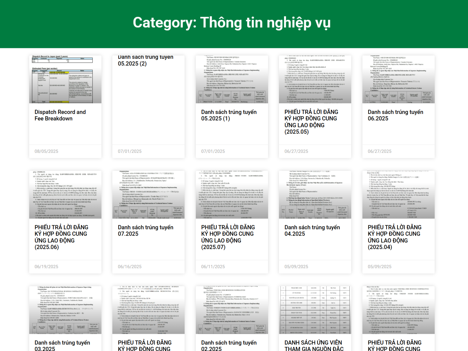 Thông tin nghiệp vụ