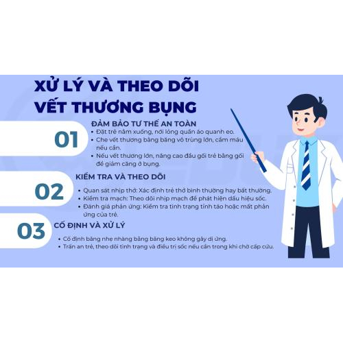 2. Xử lý và theo dõi vết thương bụng