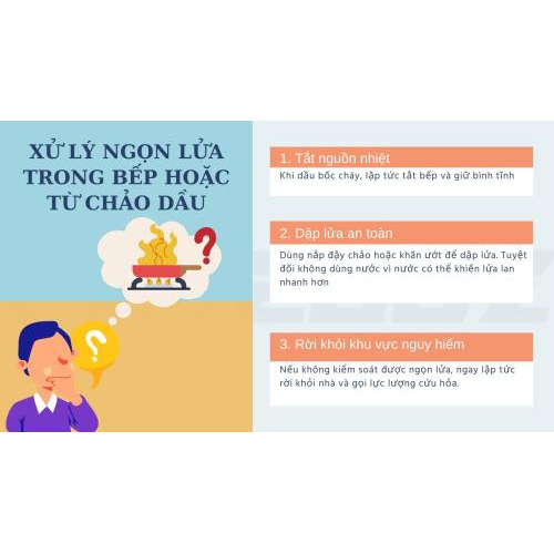 3. Xử lý ngọn lửa trong bếp hoặc từ chảo dầu