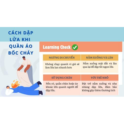 4. Cách dập lửa khi quần áo bốc cháy