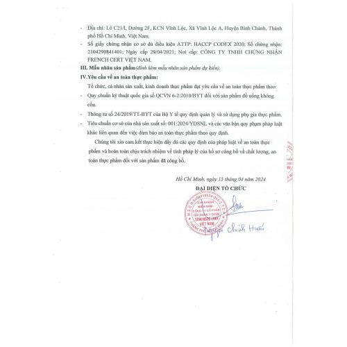 Giấy Chứng Nhận Đăng Ký Hoạt Động Công Ty Tập Đoàn Y Dược Sâm Ngọc Linh Việt Nam