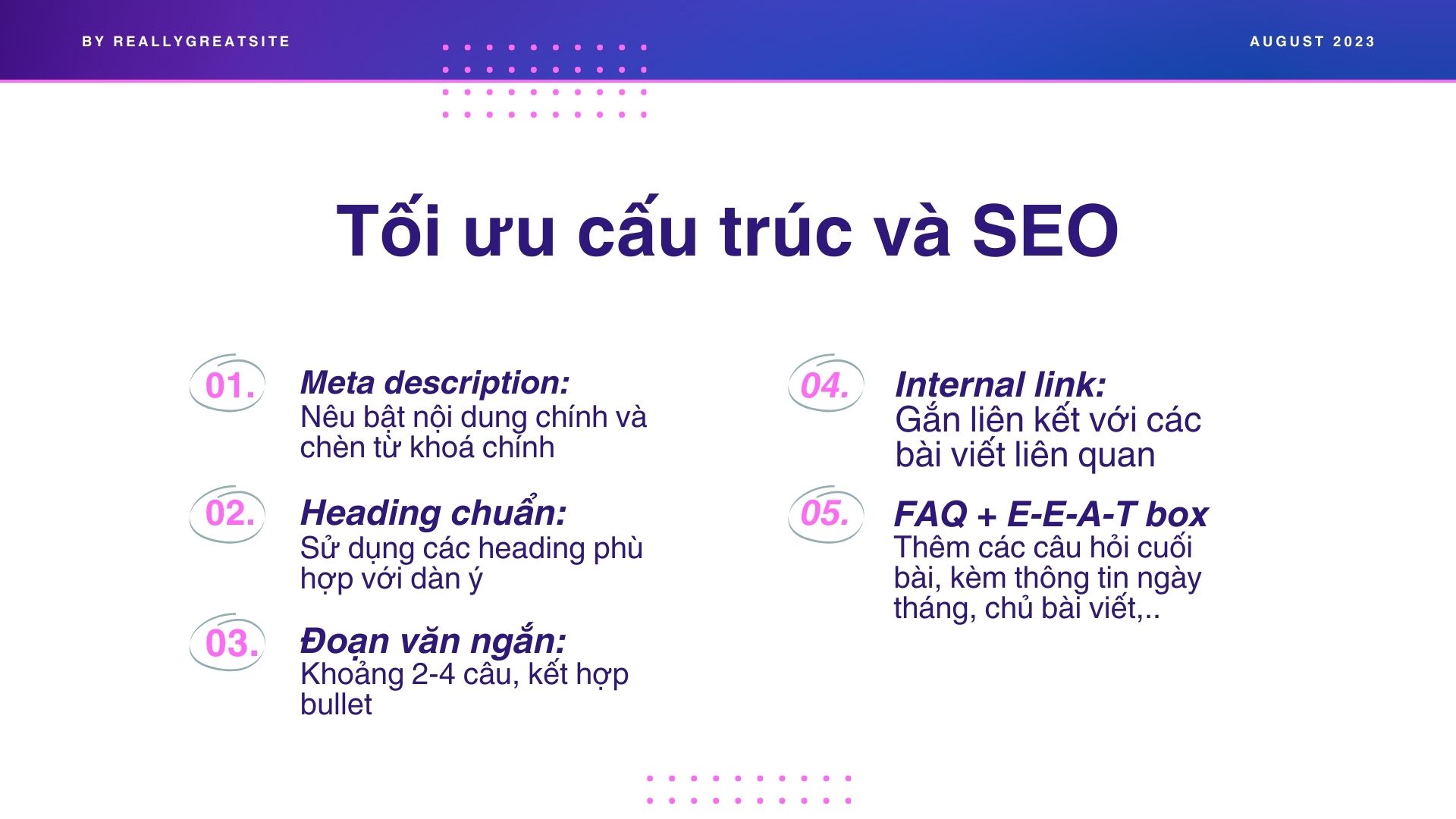 Bước 4: Tối ưu cấu trúc & SEO