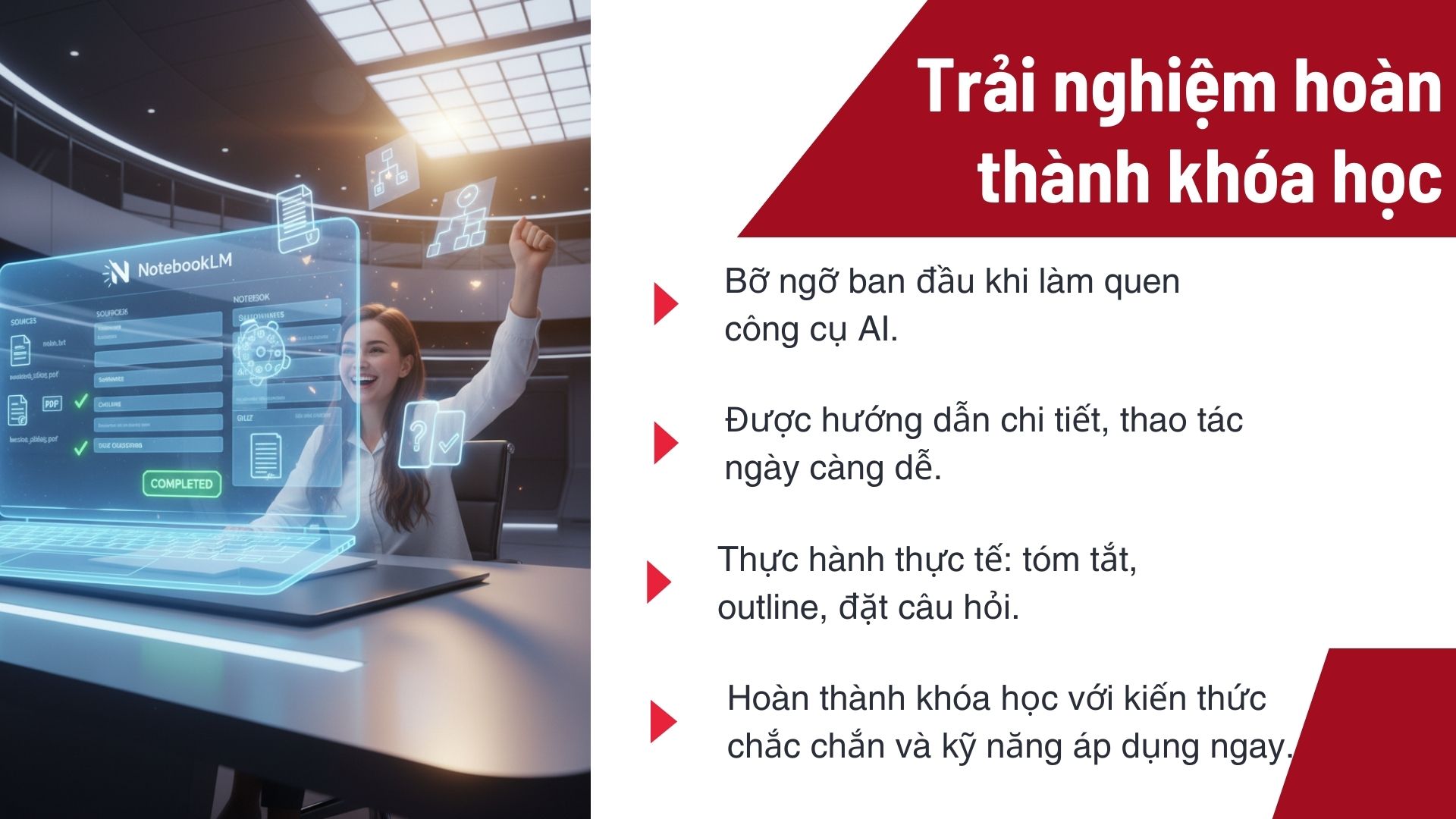 Trải nghiệm hoàn thành khóa học