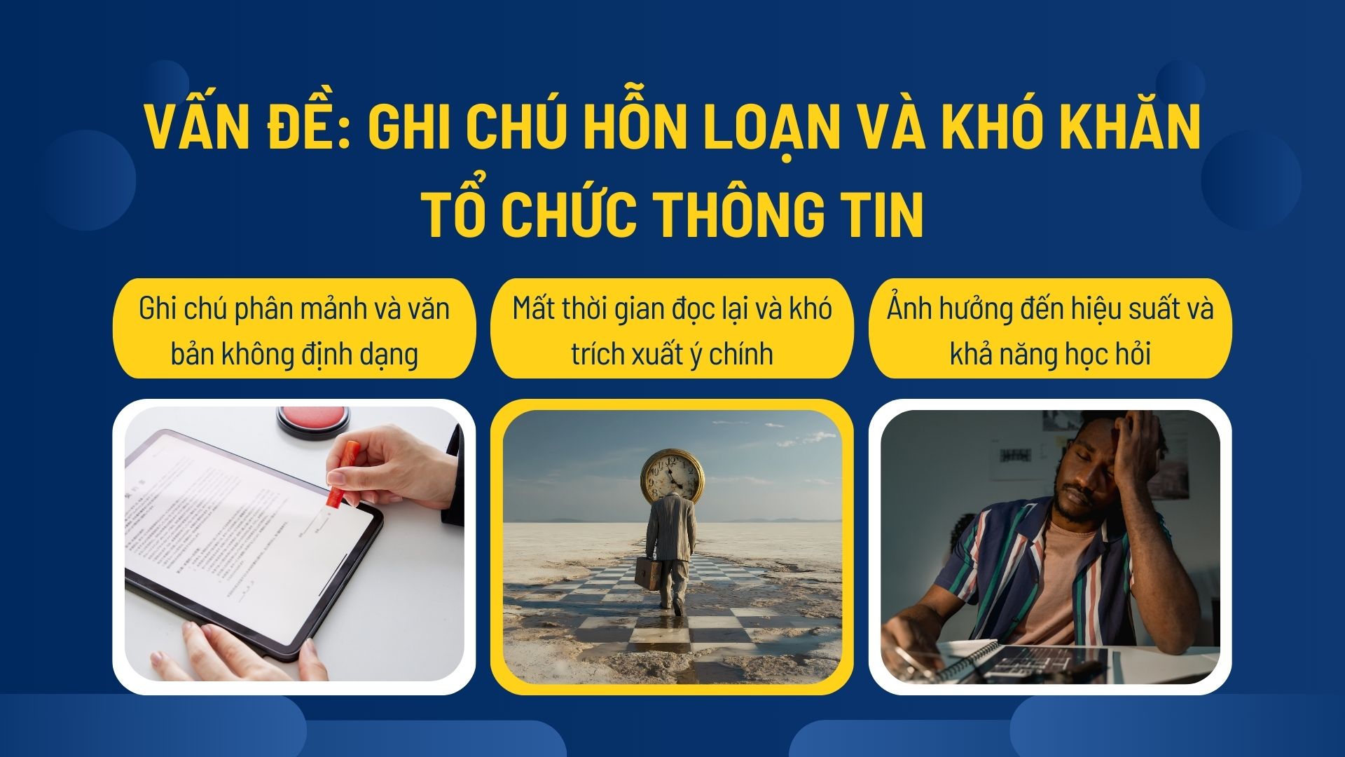 Vấn đề: Ghi chú hỗn loạn và khó khăn tổ chức thông tin