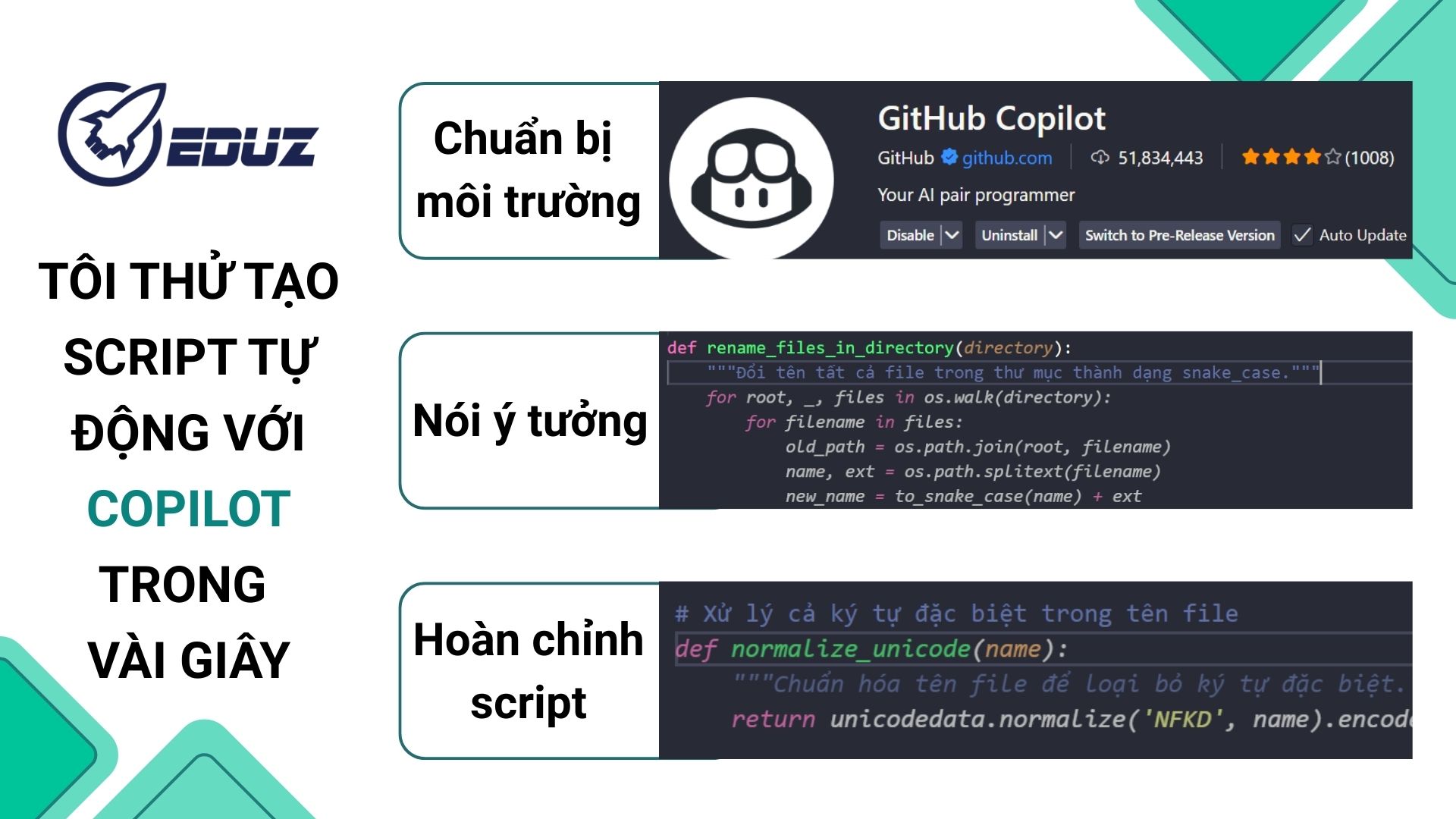 2. Tôi thử tạo script tự động với Copilot trong vài giây