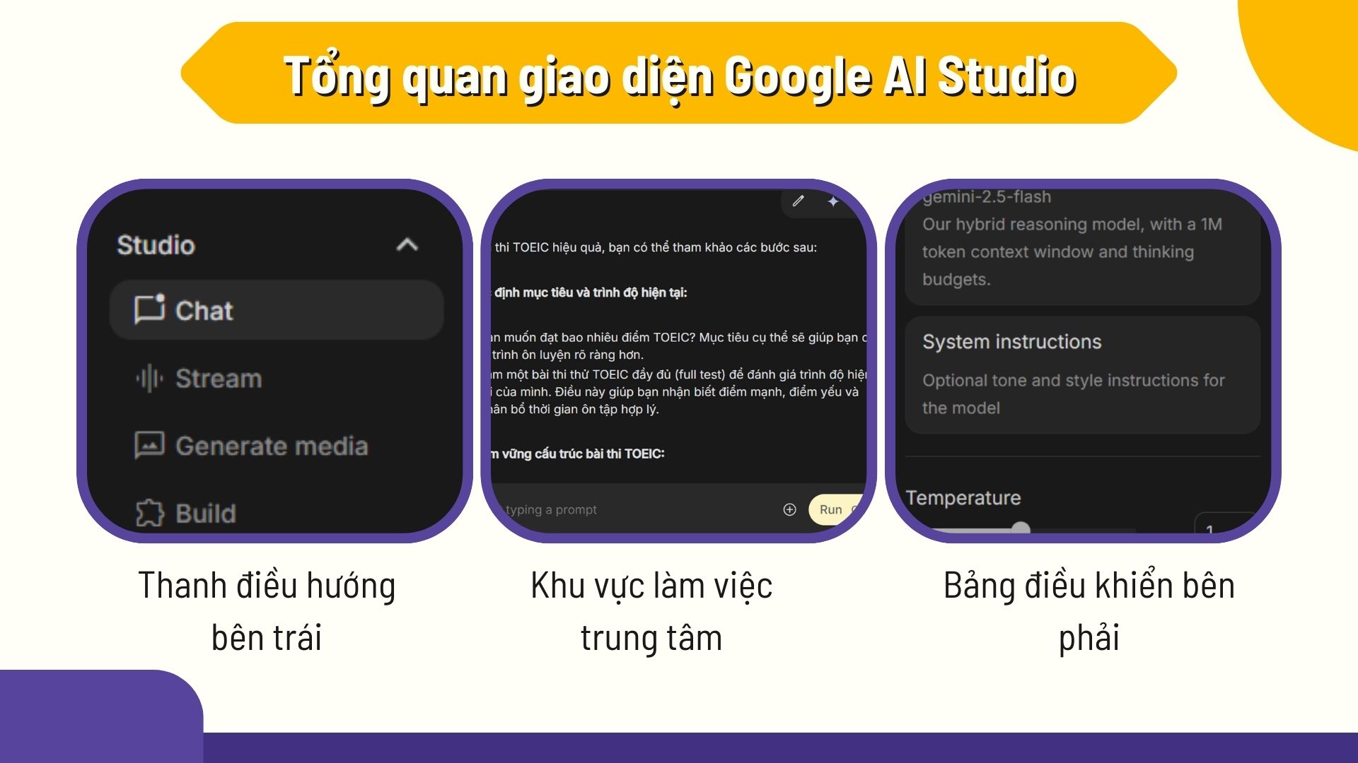 Tổng quan giao diện Google AI Studio