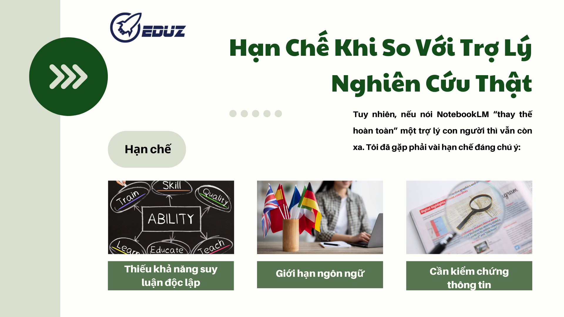 Hạn Chế Khi So Với Trợ Lý Nghiên Cứu Thật