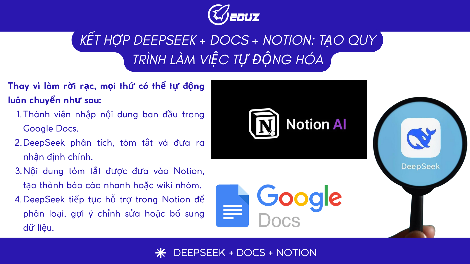 4. Kết hợp DeepSeek + Docs + Notion: Tạo quy trình làm việc tự động hóa