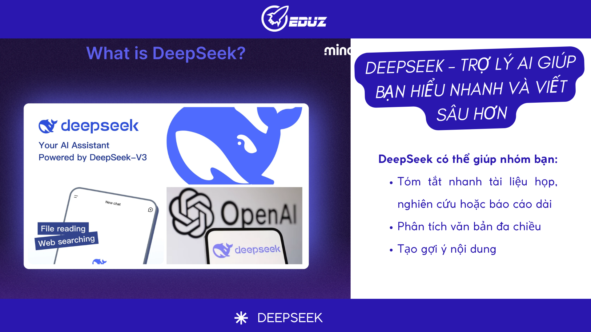 1. DeepSeek – Trợ lý AI giúp bạn hiểu nhanh và viết sâu hơn