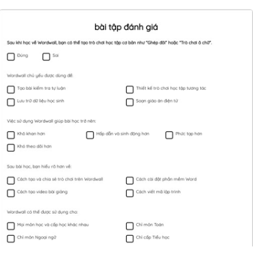 Bài tập đánh giá