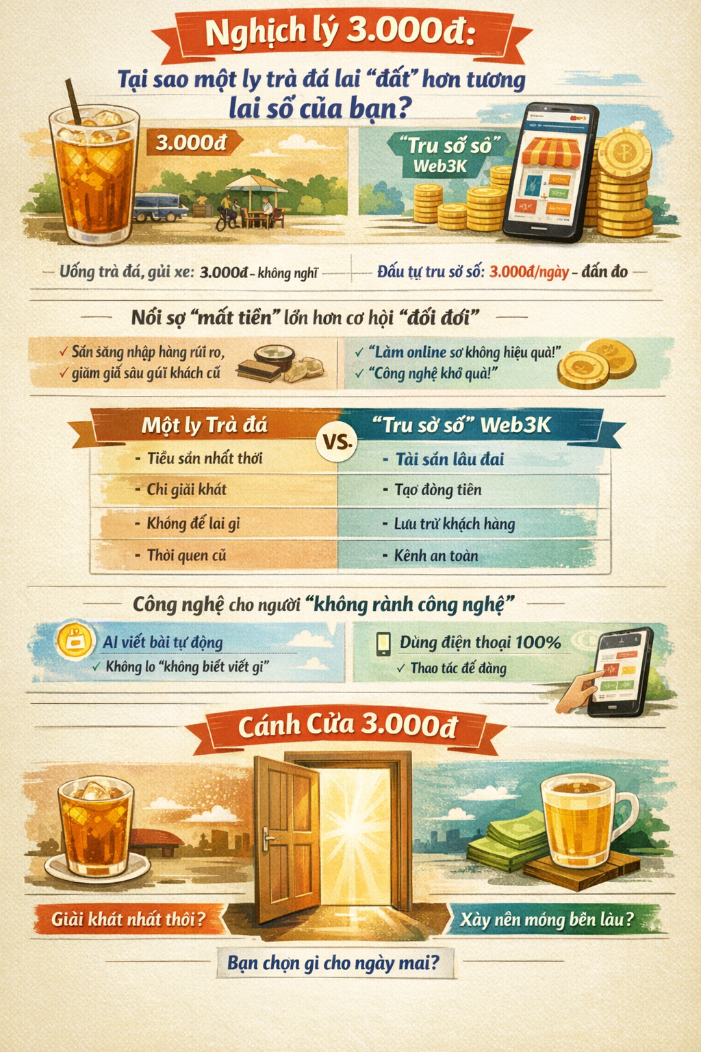 So sánh thực tế: Trà đá và “Trụ sở số”